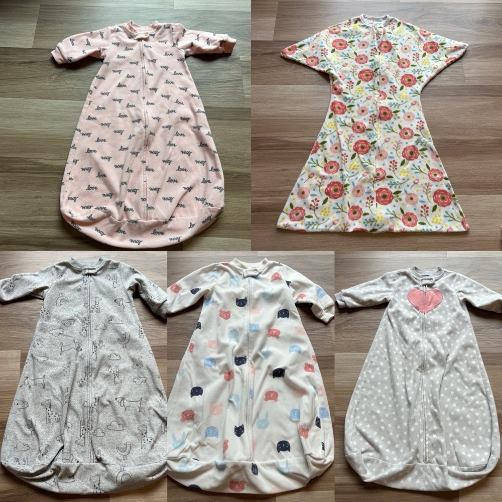 Lot Of 5 Baby Girls Sleep Sacks Size Medium 6-12 Months EUC!! Zipadee-Zip - Picture 1 of 7